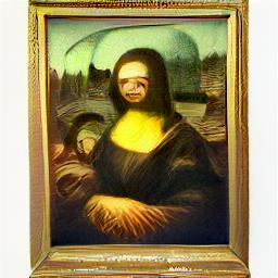 generated: a painting of the mona lisa on a white wall #0